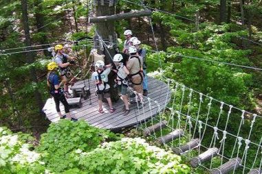 Ziplining course activity at camp