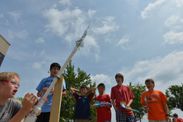 Kids test launching rocket